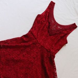 Sleeveless Red Lace Dress